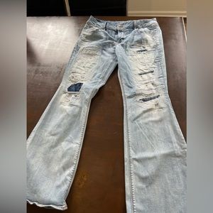 American Eagle Outfitters Artist Flare size 14 distressed and patched. Soft